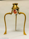 Brass Shivling stand without Shivling, olden touch Tripai Lota for divine jalabhishek - 12cm (Indian decor)