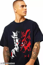 Classic black cotton blend men's t-shirt, printed net pattern, short sleeves, oversized fit, M - XL, Uma Fashion, India