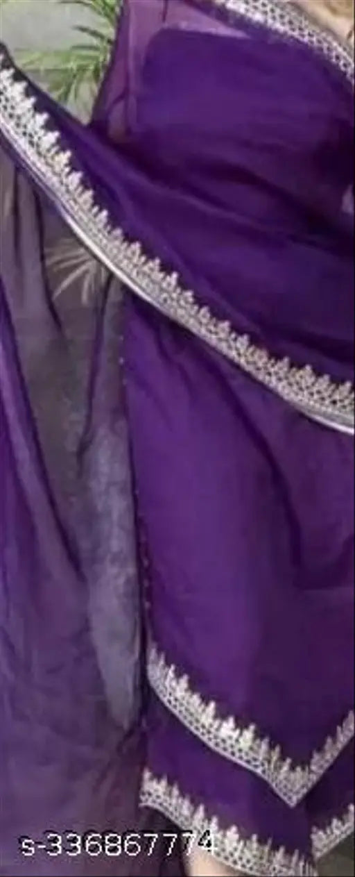 Purple georgette embroidered Jamun 5 kurta plazzo set with dupatta and bottom, India