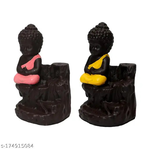 Multi-colored resin handicraft Dopin Buddha smoke fountain set with 20 incense sticks, 12cmx14cmx10cm