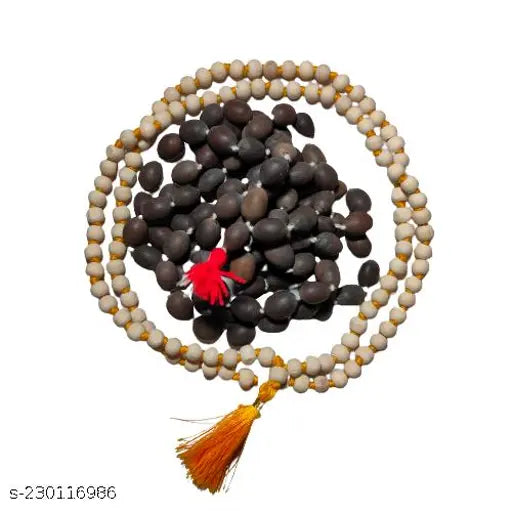 Multicolor wooden Japa mala combo: Tulsi, Sandalwood, Kamalgatta, Vaijanti - Traditional Indian spiritual bead necklaces for meditation and Jaap, believed to promote spirituality and well-being