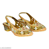 Rose gold synthetic belly heel, embellished ballerina from Hafiz Footwear. Women's stylish and comfortable footwear featuring unique design, originating in India (Ind-5 to Ind-10 sizes)
