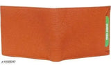 Tan artificial leather wallet for men, genuine leather design with 12 card slots - casual style, solid pattern, free size (12cm x 9cm), made in India