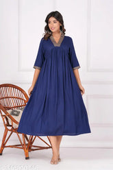 Rayon three-quarter sleeve solid kurtas for women, single color Indian traditional clothing for XS to 4XL sizes