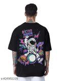 Oversized cotton blend t-shirt for men, printed with a panda design. Black color. Indian made." (124 characters)