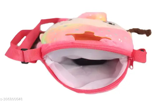 Soft plush Anesha Doll crossbody purse for kids (30 x 18 x 5 CM), portable lightweight design with adjustable strap and single zip compartment