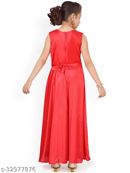 Princess-style polyester net dress for kids (1-2yrs to 8-9yrs), Indian-made party wear for girls