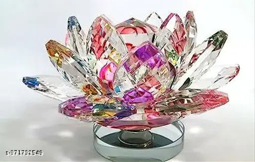 Multicolor glass Vastu Feng Shui lotus, brings prosperity, success (8cm height)