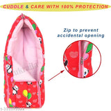 Indian-made, printed net hooded cotton bedcum for baby (0-9 months)