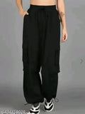 Solid polyester women's trousers, comfortable design, Indian-made