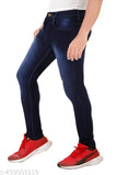 Dark blue stretchable denim jeans for men - Slim fit, regular fit, daily wear