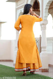 Sahara-colored cotton kurta sharara with dupatta set, pure cotton three-quarter sleeves for women, Indian woven design by Ramani Store