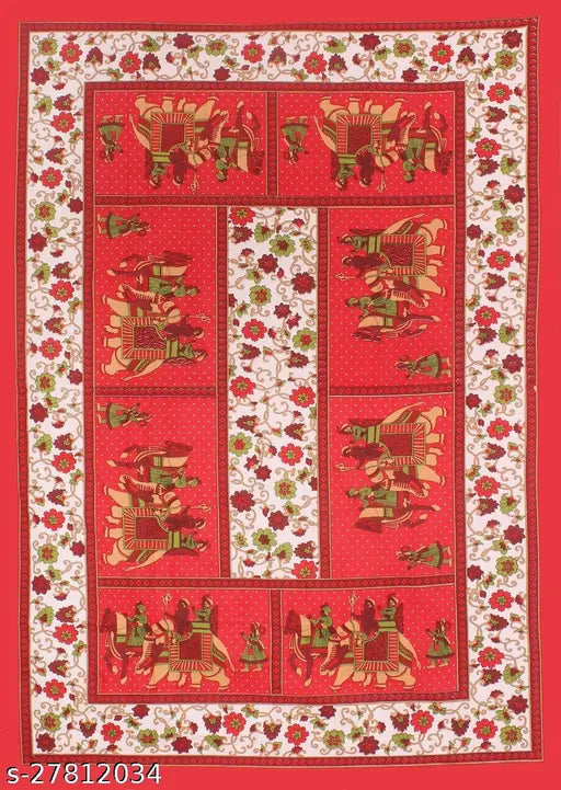 Pure cotton Jaipuri printed single bedsheet with 1 pillow cover, soft and cozy superfine quality cotton bed linen for adults, India origin