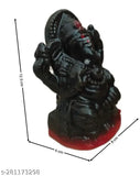 Black ceramic Ganesh Idol, intricate design, perfect for home or office decor, Indian origin