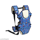 Blue plastic baby carrier bag, 3-in-1 ergonomic adjustable sling kangaroo design for infant child and mother travel - 0 to 2 year, on mother's lap