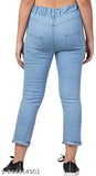 Light star & dark tringa patti women's denim joggers, solid-colored, size 28/waist 14in, 30/waist 16in (made in India)