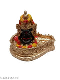 Black poly resin Shivling with golden yoni for meditation room or Puja temple, intricately carved and hand-painted