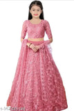 Embroidered net semi-stitched lehenga choli for girls party wear, Indian design on display