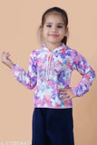 Cotton blend girls' Butterfly Adventure hoodie with printed net design, perfect for cozy playdates and outdoor adventures