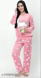 Printed woolen women's night suit combo (M: 38-25-28, L: 40-25-30), premium quality winter wear from India