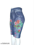 Printed cotton blend floral print skater skirt with elastic inner band, available in sizes 28-34 inches