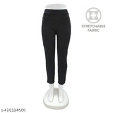 Lycra jeggings formal pant, premium stretchable & skin-friendly, solid net fabric for women's fashion, elasticated waistband