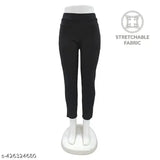 Lycra jeggings formal pant, premium stretchable & skin-friendly, solid net fabric for women's fashion, elasticated waistband