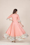 Peach rayon Anarkali kurti, long design with keyhole neck, suitable for every occasion