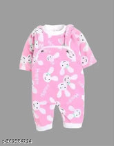 Wool printed dungaree suit for newborn kids - winter clothes, smart casual style in long sleeves