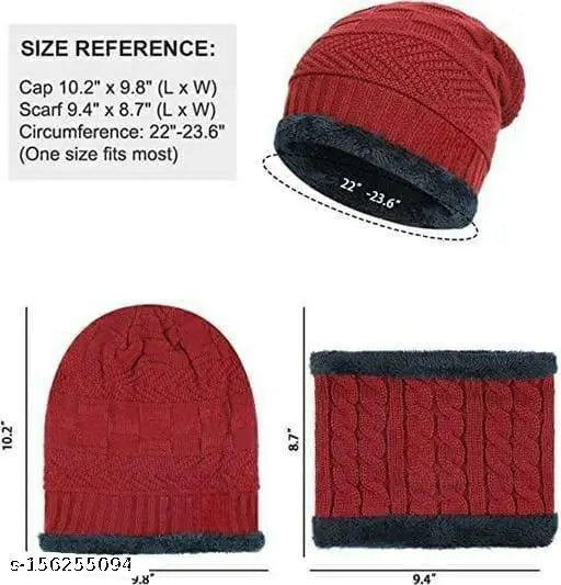 Woolen combo pack of 2 (CAP+NECK MUFF) - stylish fur-lined winter protection, suitable for men, women, boys, and girls. Made in India