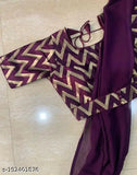 Krishna Purple SF 5 Georgette saree with separate jacquard blouse, free size, Indian origin