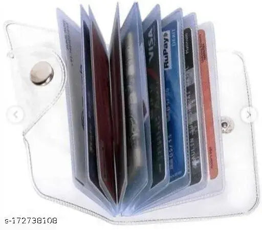 Solid pink PVC trending fashion card holder wallet with 2 compartments, free size (10cm x 6cm), made in India