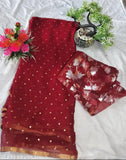Vibrant Chiffon Embellished Sari with Separate Organza Blouse - Indian fashion for special occasions