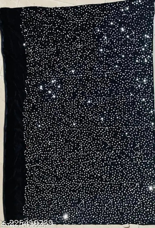 Georgette VETLESS saree with velvet & zari woven blouse, free size, India origin