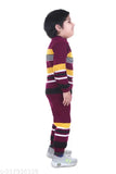 Purple striped wool sweater for kids, comfortable clothing for daily wear, cozy and stylish with ribbed cuffs and embroidered details