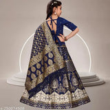 White jute-cotton lehenga set with floral stitch for kids, semi-stitched with three-quarter sleeves, self-design ethnic wear from India