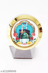 Multicolor glass and plastic Laps of Luxury Makka Madina Decorative Showpiece (65 cm), Indian dashboard figurine