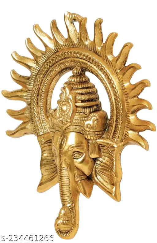 Ethnic aluminum Ganesha figurine, ideal for Diwali, wedding, birthday, or corporate gifts. Showpiece measures 20 cm x 24 cm x 5 cm