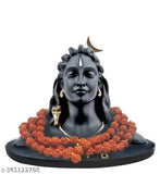 Black resin Adi Shankara Adiyogi Shiva Statue with Rudraksha Mala, ideal for home and office decor