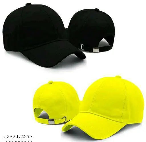 Stylish cotton baseball caps for kids and adults, solid color designs from India
