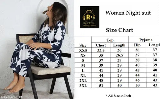 Trendy floral print rayon night suit dress, short sleeves and round neck, ideal for sleepwear or loungewear
