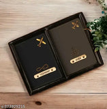 Customized PU passport cover set with unisex name charm design, choose from various colors for a personal touch