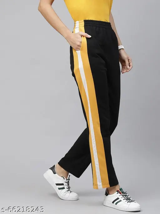 Stylish cotton track pants for women, soft brushed inside, India origin