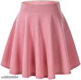 Polyester stretch waist flared mini skater short skirt by TwentyFour Creations, solid net, women's sizes 24-34, Indian origin