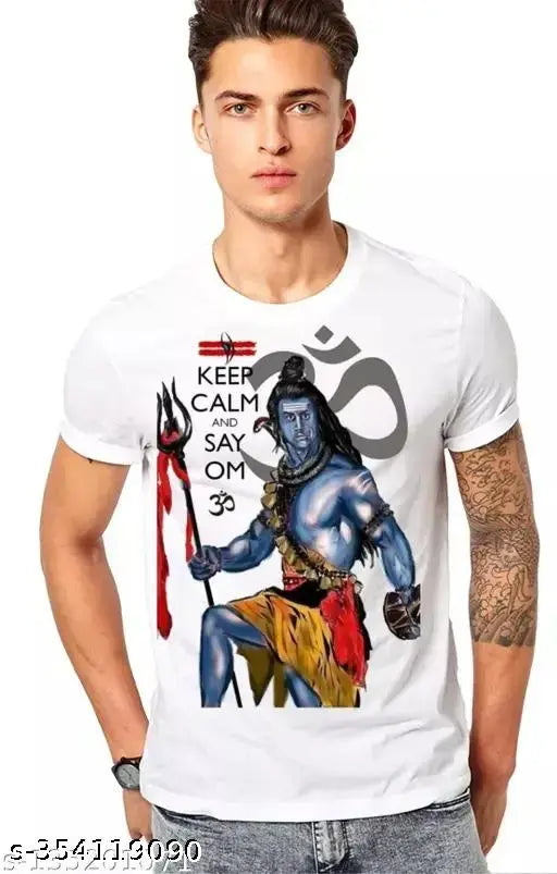 Striped polyester short-sleeve t-shirt, classic design, available in sizes S-XL. Made in India