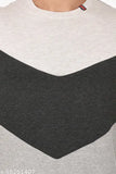 Grey cotton paneled regular fit men's t-shirt, long sleeves, solid design - perfect for everyday wear