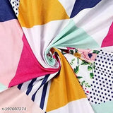 Polycotton Decent Home double bedsheet with two geometric pillow covers, ideal for summer use by adults