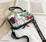 Printed canvas sling bag, free size, vibrant pattern from India