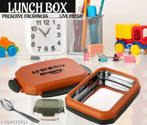 Stainless steel leak-proof, airtight tiffin box (850ml) for school/office meals - compact, space-saving design, ideal for on-the-go lunches. Made in India