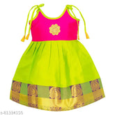 Attractive girls ethnic gowns poly silk, sleeveless, embellished net, Indian handcrafted for babies